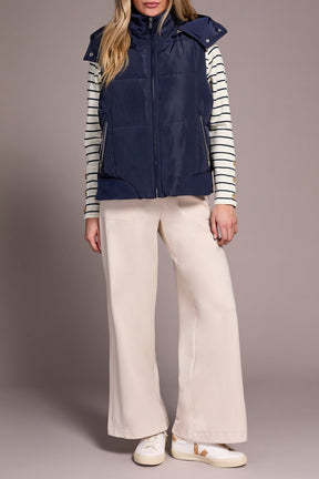 Tribal Women's Quilted Removable Hood Vest - Sapphire