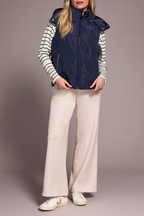 Tribal Women's Quilted Removable Hood Vest - Sapphire
