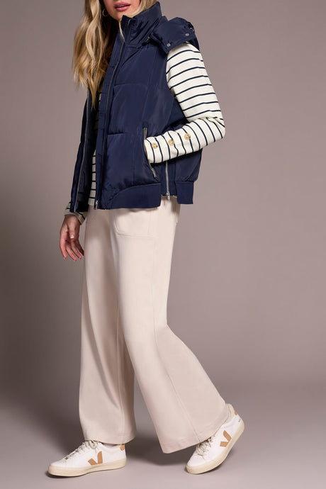 Tribal Women's Quilted Removable Hood Vest - Sapphire