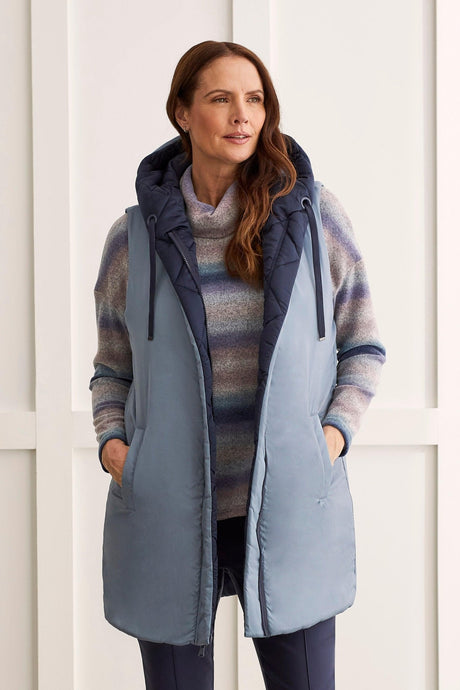 Tribal Women's Reversible Puffer Vest - Sapphire