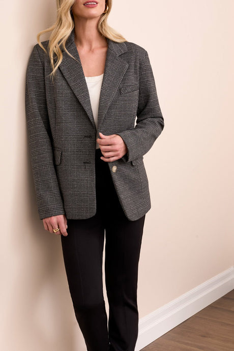 Tribal Women's Roll Sleeve Lined Blazer - Black