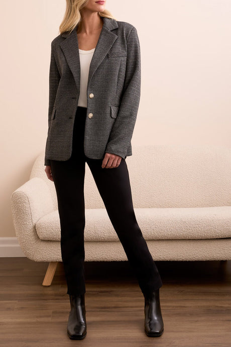 Tribal Women's Roll Sleeve Lined Blazer - Black
