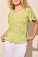 Tribal Women's Ruffle Sleeve Top - Avocado