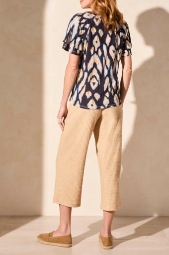 Tribal Women's Ruffle Sleeve Top - Navy