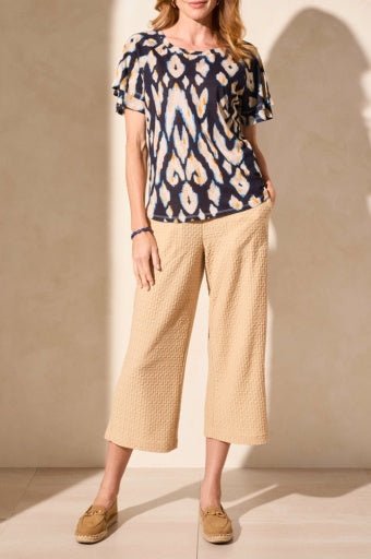 Tribal Women's Ruffle Sleeve Top - Navy