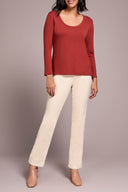 Tribal Women's Scoop Neck Knit Top - Dark Toffee
