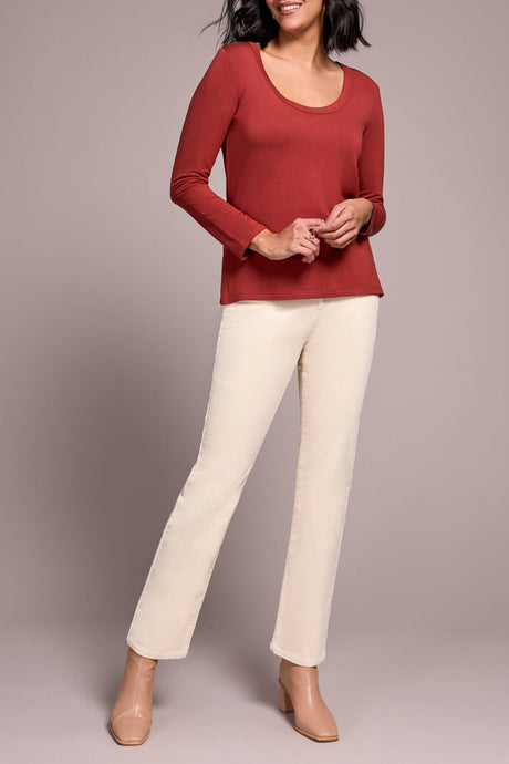 Tribal Women's Scoop Neck Knit Top - Dark Toffee