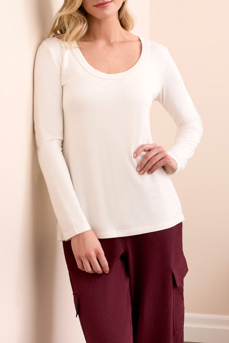 Tribal Women's Scoop Neck Knit Top - Eggshell