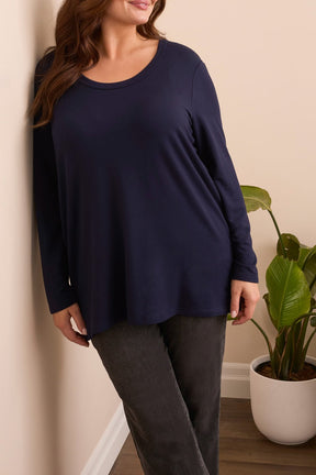 Tribal Women's Scoop Neck Knit Top Plus - Nightfall