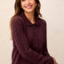 Tribal Women's Self Button Placket Collared Cable Sleeve Sweater - Plum Fudge