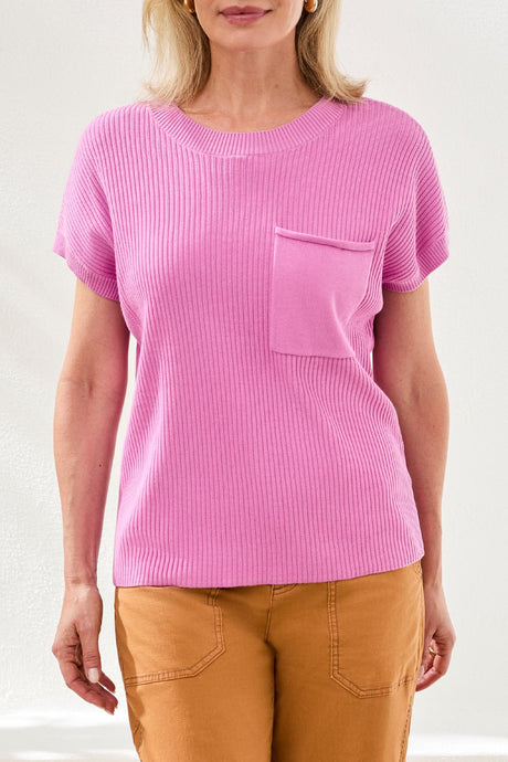 Tribal Women's Short Sleeve Dolman Pocket Sweater - Wisteria