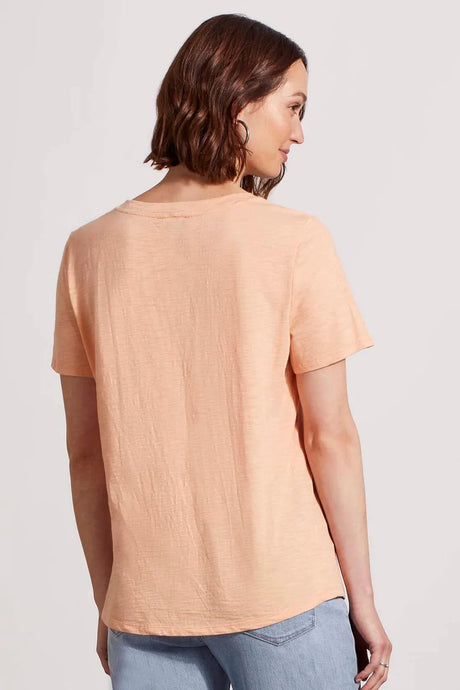 Tribal Women's Short Sleeve U-Neck Top - Peach