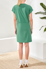 Tribal Women's Short Sleeve Zip Drawcord Dress - A&M Clothing & Shoes - Westlock