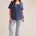 Tribal Women's Short Slv U-Neck Top Plus - Blue