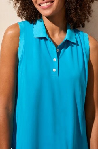 Tribal Women's Sleeveless Polo Top - Cerulean