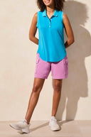 Tribal Women's Sleeveless Polo Top - Cerulean