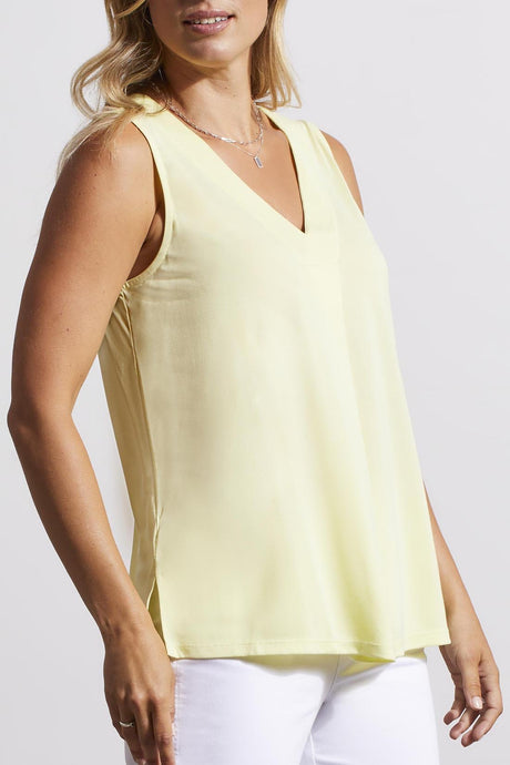 Tribal Women's Sleeveless Vneck Top - Wildlime