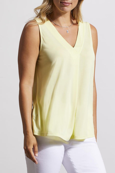 Tribal Women's Sleeveless Vneck Top - Wildlime