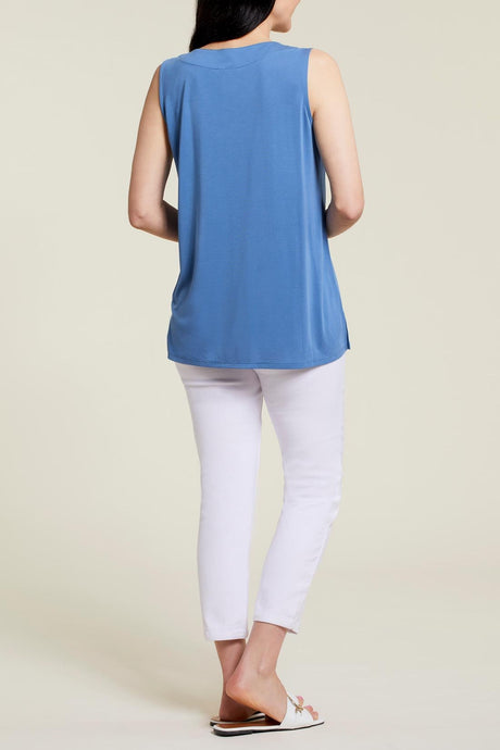 Tribal Women's Sleeveless Vneck Top - Pacific
