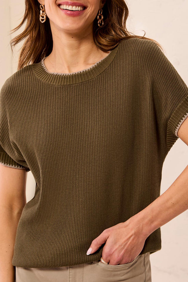 Tribal Women's Soft Cotton Blend Cap Sleeve Top With Topstitch - A&M Clothing and Shoes