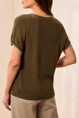 Tribal Women's Soft Cotton Blend Cap Sleeve Top With Topstitch - A&M Clothing and Shoes