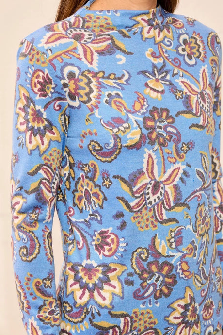 Tribal Women's Soft Knit Funnel Neck Long Sleeve Top - Satin Sky