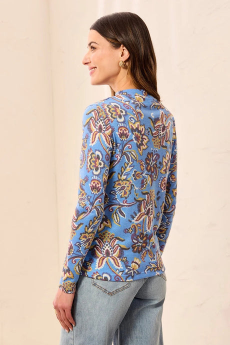 Tribal Women's Soft Knit Funnel Neck Long Sleeve Top - Satin Sky