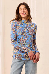 Tribal Women's Soft Knit Funnel Neck Long Sleeve Top - Satin Sky