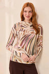 Tribal Women's Soft Knit Funnel Neck Long Sleeve Top - Saddle Brown
