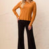 Tribal Women's Soft Viscose Long Sleeve Button Cuff Knit Top - Bronze