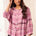 Tribal Women's Soft Waffle Knit Plaid Blouse With Puff Sleeve - Nostalgia