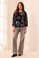 Tribal Women's Soft Yarn Three-Quarter Sleeve Crewneck Sweater - Maple
