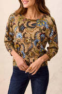 Tribal Women's Soft Yarn Three-Quarter Sleeve Crewneck Sweater - Aloe