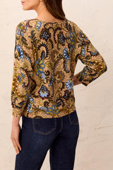 Tribal Women's Soft Yarn Three-Quarter Sleeve Crewneck Sweater - A&M Clothing and Shoes