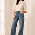 Tribal Women's Sophia Curvy 3D Flower Denim Jeans - Flower Blue