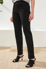 Tribal Women's Sophia Curvy Fit Straight Leg Petite Jeans - Black