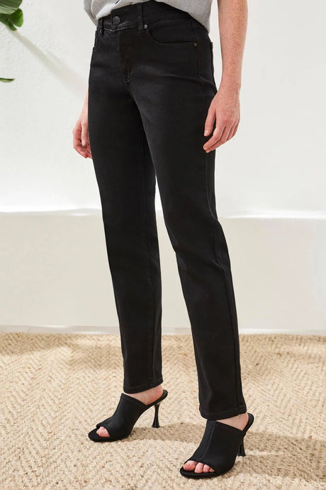 Tribal Women's Sophia Curvy Fit Straight Leg Petite Jeans - Black