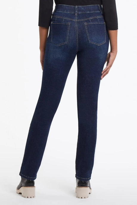 Tribal Women's Sophia Curvy Fit Straight Leg Petite Jeans - Deep Ocean
