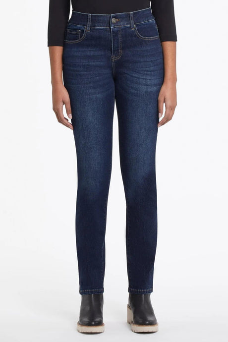 Tribal Women's Sophia Curvy Fit Straight Leg Petite Jeans - Deep Ocean