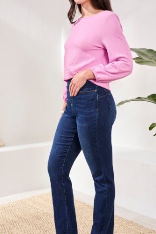 Tribal Women's Sophia Pull On Straight Jeans - Darknight