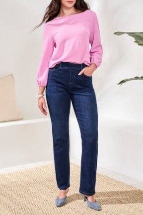 Tribal Women's Sophia Pull On Straight Jeans - Darknight