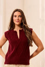 Tribal Women's Split Crew Neck Sweater Vest - Cherry Lacquer