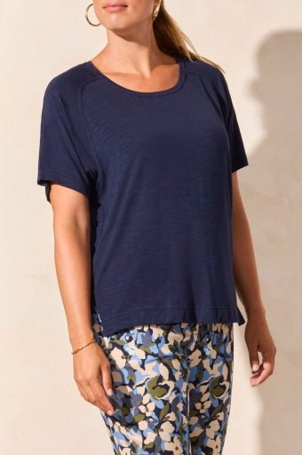 Tribal Women's SS Crew Neck Top - Jet Blue
