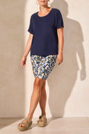 Tribal Women's SS Crew Neck Top - Jet Blue