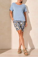 Tribal Women's SS Crew Neck Top - Scuba Blue