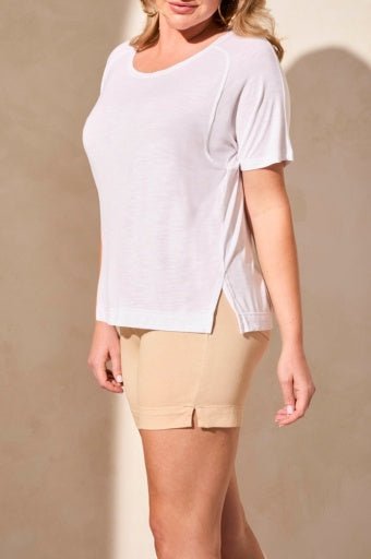 Tribal Women's SS Crew Neck Top - White
