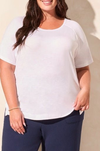 Tribal Women's SS Crew Neck Top Plus - White