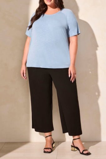 Tribal Women's SS Crew Neck Top Plus - Scuba Blue