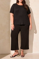 Tribal Women's SS Crew Neck Top Plus - Black