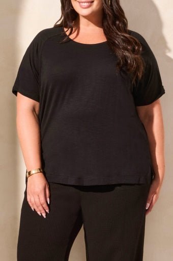Tribal Women's SS Crew Neck Top Plus - Black